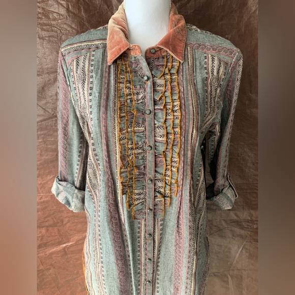 Aratta Silent Journey Mixed Fabric Button Up Dress M - Picture 5 of 8